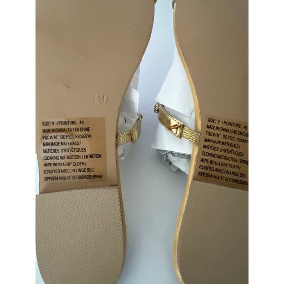 Women’s Gold double straps rhinestone slipper size 9 - Picture 6 of 7